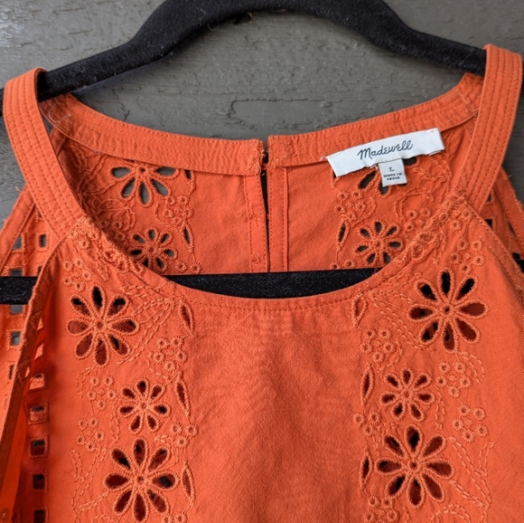 NWOT Madewell Eyelet A-Line Halter Top Copperwashed Orange Large - Picture 2 of 7
